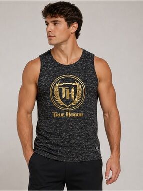 True Honor Men’s Graphic Sleeveless Tank Top | Black Heather | Medium